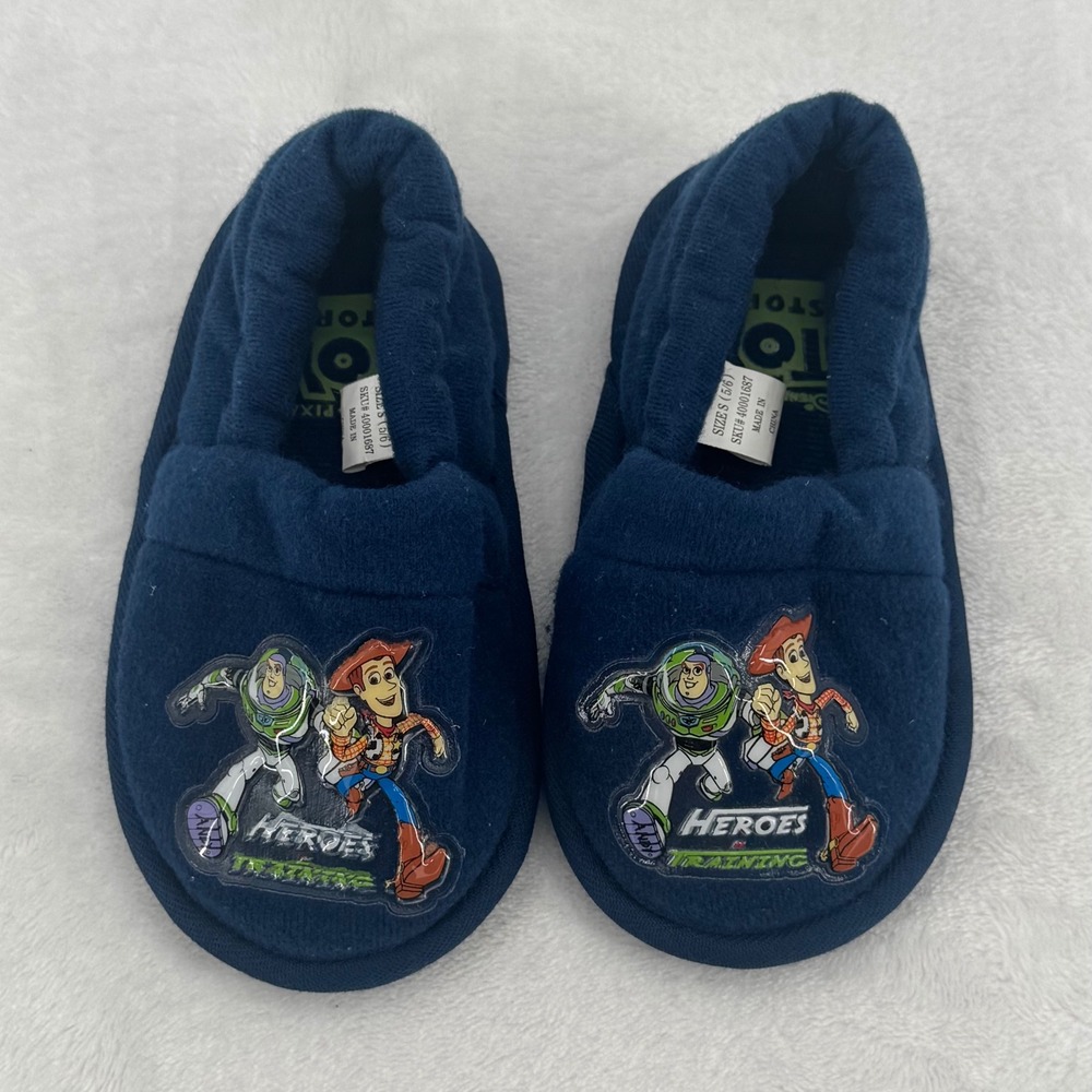 Vintage Disney Toy Story Slippers Kids Size Small 5/6 Buzz Lightyear & Woody Y2K